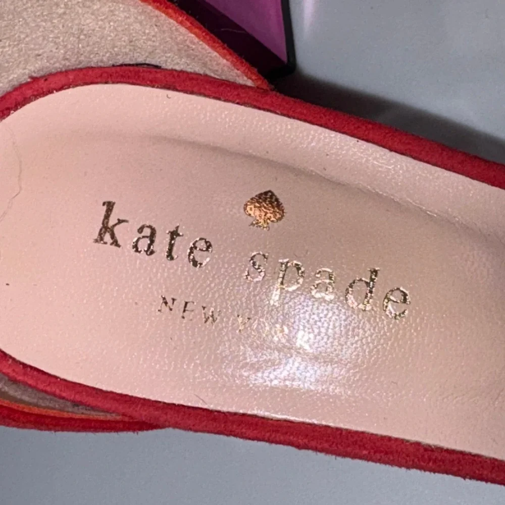 Suede Block Heel Ankle Strap Sandals Womens 6.5 Red Kate Spade